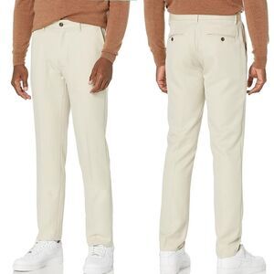 Amazon essentials men's slim fit flat front dress pants stone beige 30W 32L